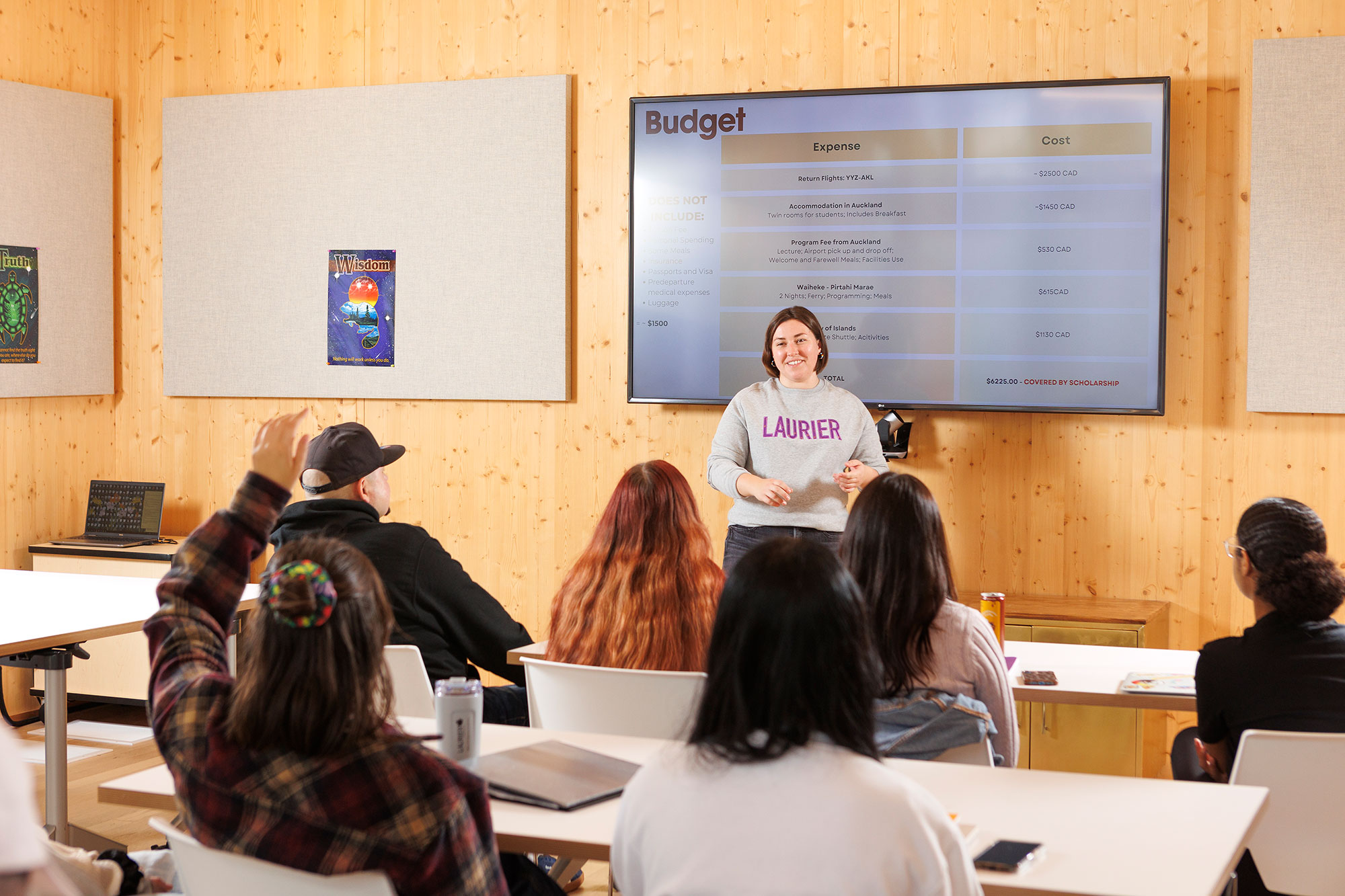 Indigenous students in a lecture about international opportunities