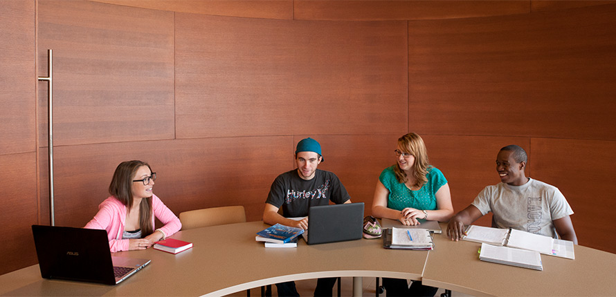 students studying at table