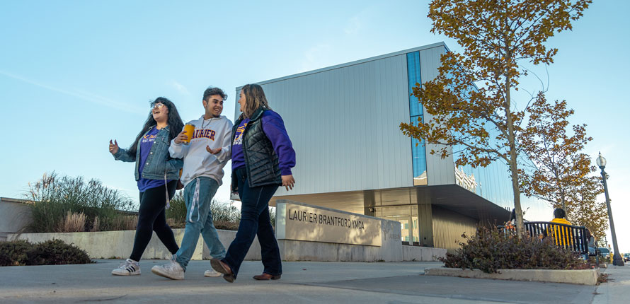 students walking downtown Brantford