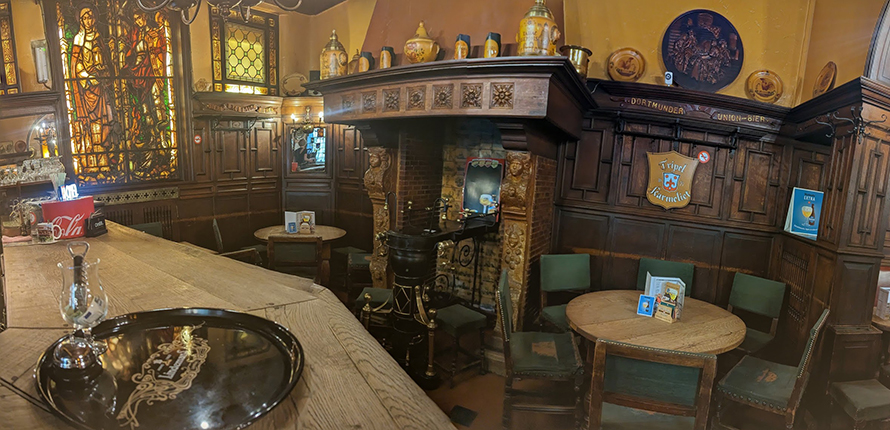 Old pub with ornate decor