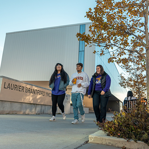 Students walking outside the Laurier Brantford YMCA