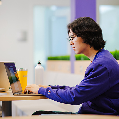 student at computer