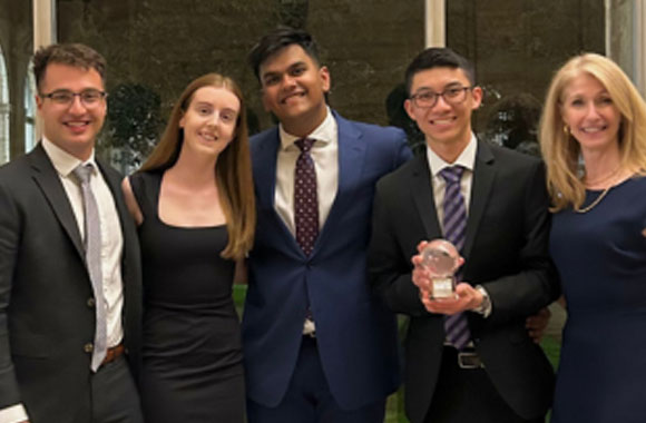 Joseph Bath, Sia Bhaskar, Annette Schiller, and Duncan Spizzirri with coach, Sofy Carayannopoulos