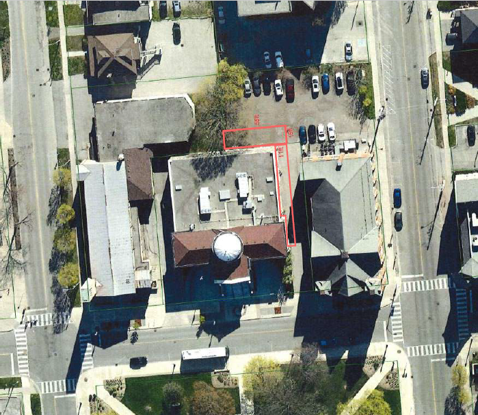 The image below indicates the construction area, as well as the parking spaces that will be unavailable along the south side of the building