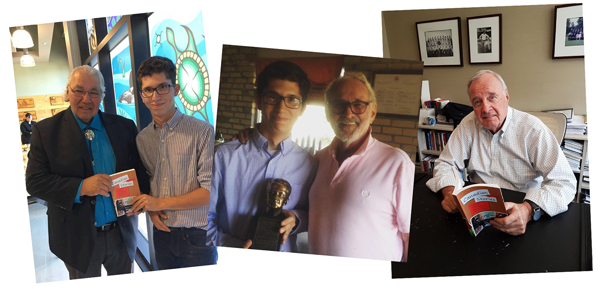 Cody Groat with Senator Murray Sinclair; Groat with Oscar nominated Canadian filmmaker Norman Jewison; former Canadian prime minister Paul Martin.