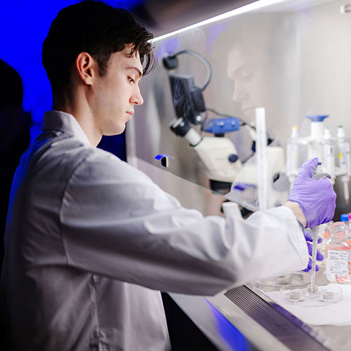 student working in lab