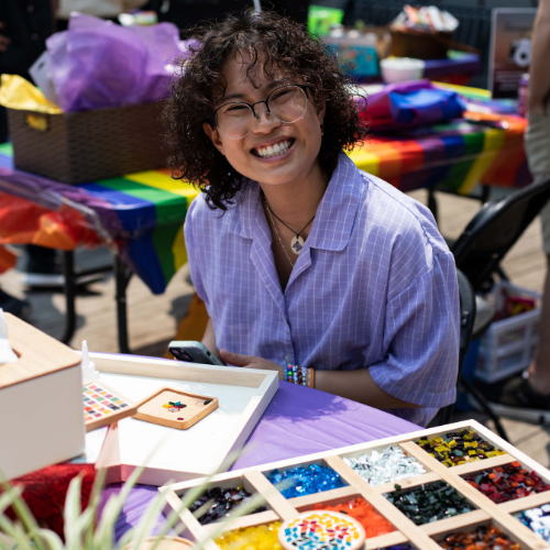 A person at the DIY Pride Fair