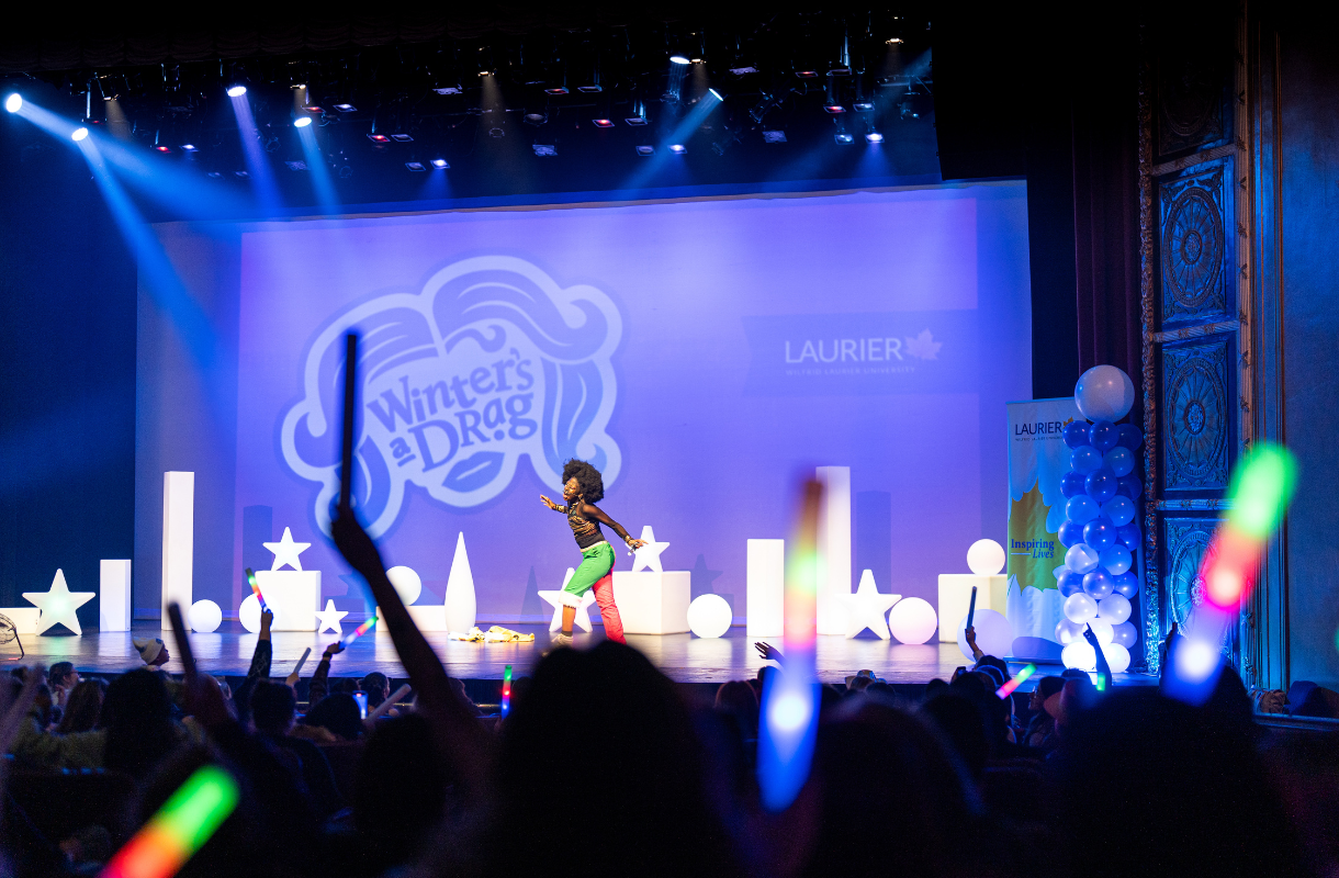 Drag performer on stage at Winter's a Drag event