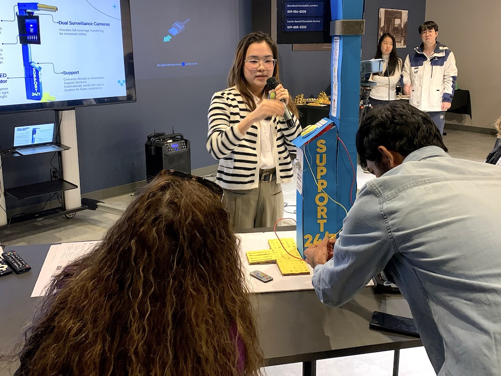 Students prepare a prototype for presentation.