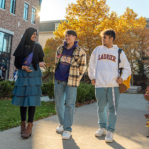 Students walking on Brantford campus