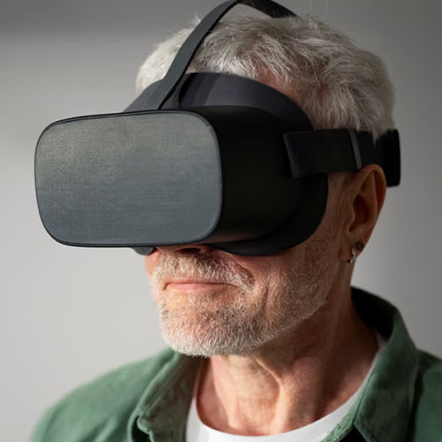 Person using virtual reality goggles